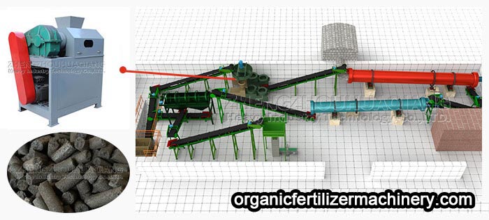 Production line of double roller extrusion granulator
